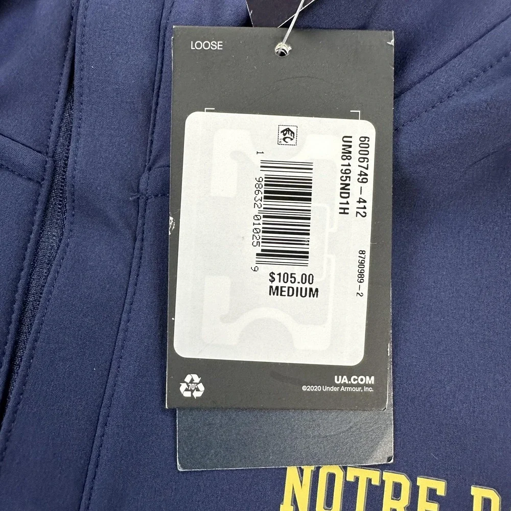 Notre Dame Fighting Irish Pullover Mens Medium Blue 1/4 Zip Under Armour Sweater